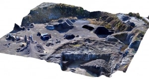 3d modell av ett grusupplag inmätt med drönare för mändreglering