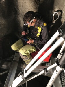 Förberedelse för laserskanning av ett djupt bergschakt till en gammal järnvägstunnel