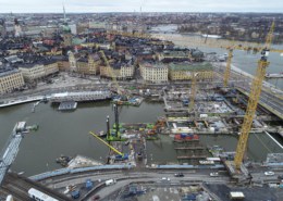 Bygget av sluss portarna i Nya Slussen